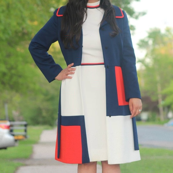 Authentic Original Vintage Style Dresses & Skirts - Lilli Ann Vintage Colorblock Dress and Jacket Set